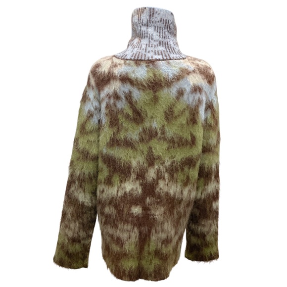 LOUIS VUITTON MEN'S GREEN / BLUE / BROWN 2019 MOHAIR KNIT TURTLENECK SWEATER - Picture 3 of 7